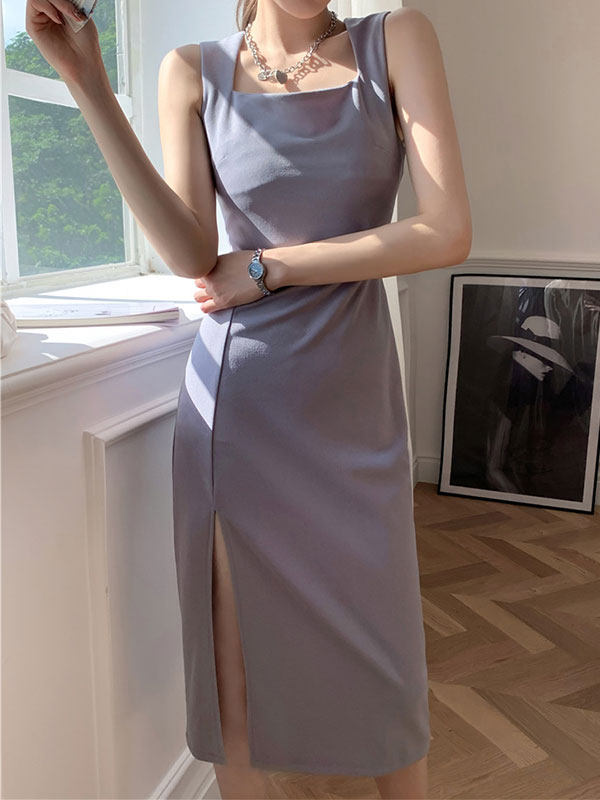 CD | Rochie midi vintage cu bretele despicate