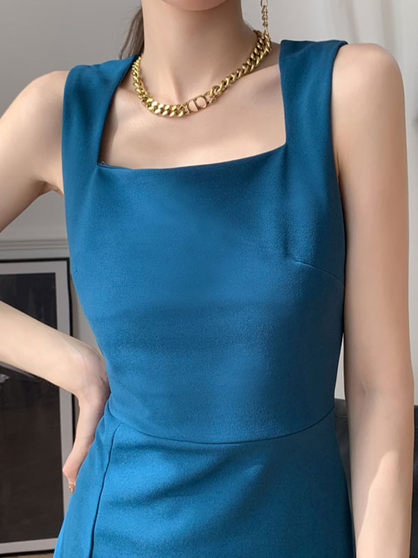 CD | Rochie midi vintage cu bretele despicate