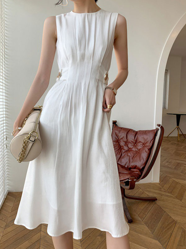 CD | Rochie midi din satin cu buton decorativ