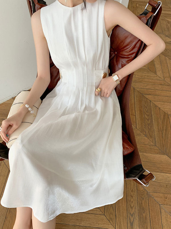 CD | Rochie midi din satin cu buton decorativ