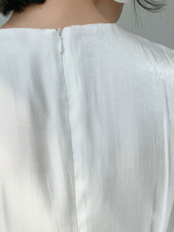 CD | Rochie midi din satin cu buton decorativ