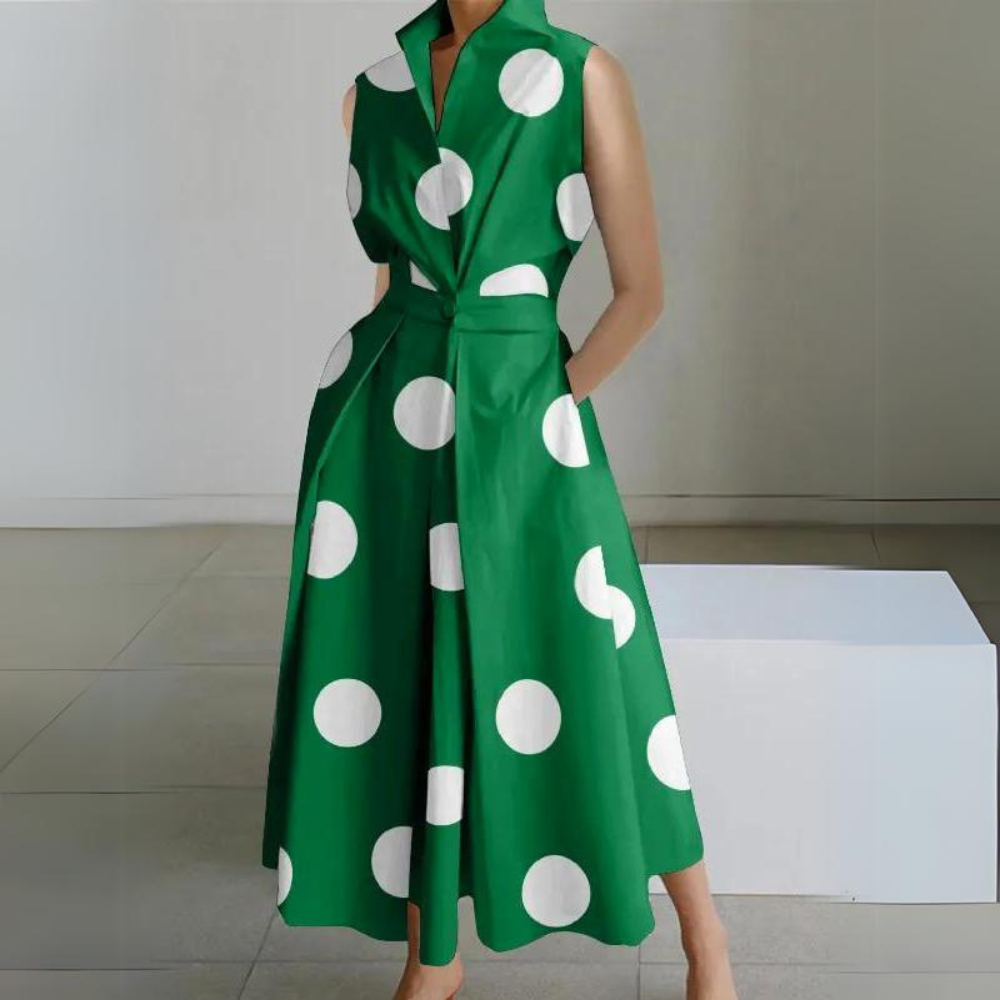 CD | Rochie midi fără mâneci cu buline