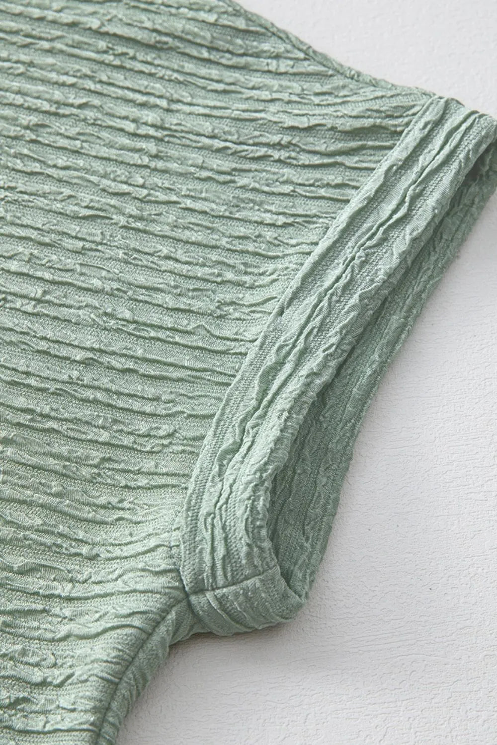 CD | Culoare solidă texturată Crinkle Rochie tricou cu mânecă scurtă