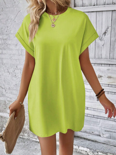 CD | Gât rotund Mini tricou cu mâneci scurte cu buzunare