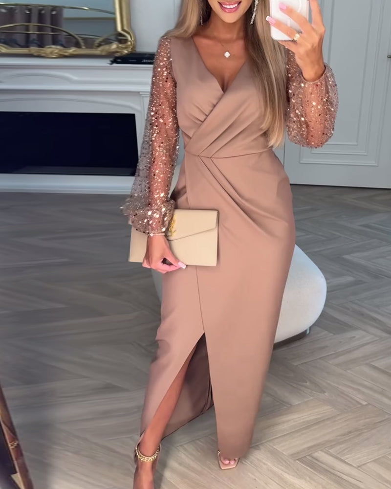 CD | Rochie elegantă cu mâneci din paiete