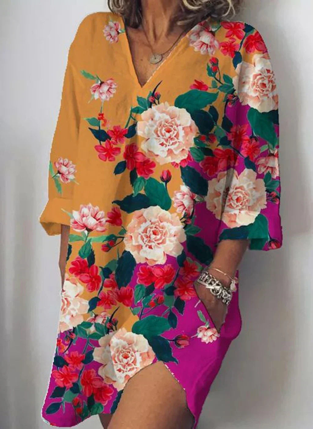 CD | Rochie tunică confortabilă și lejeră cu model floral