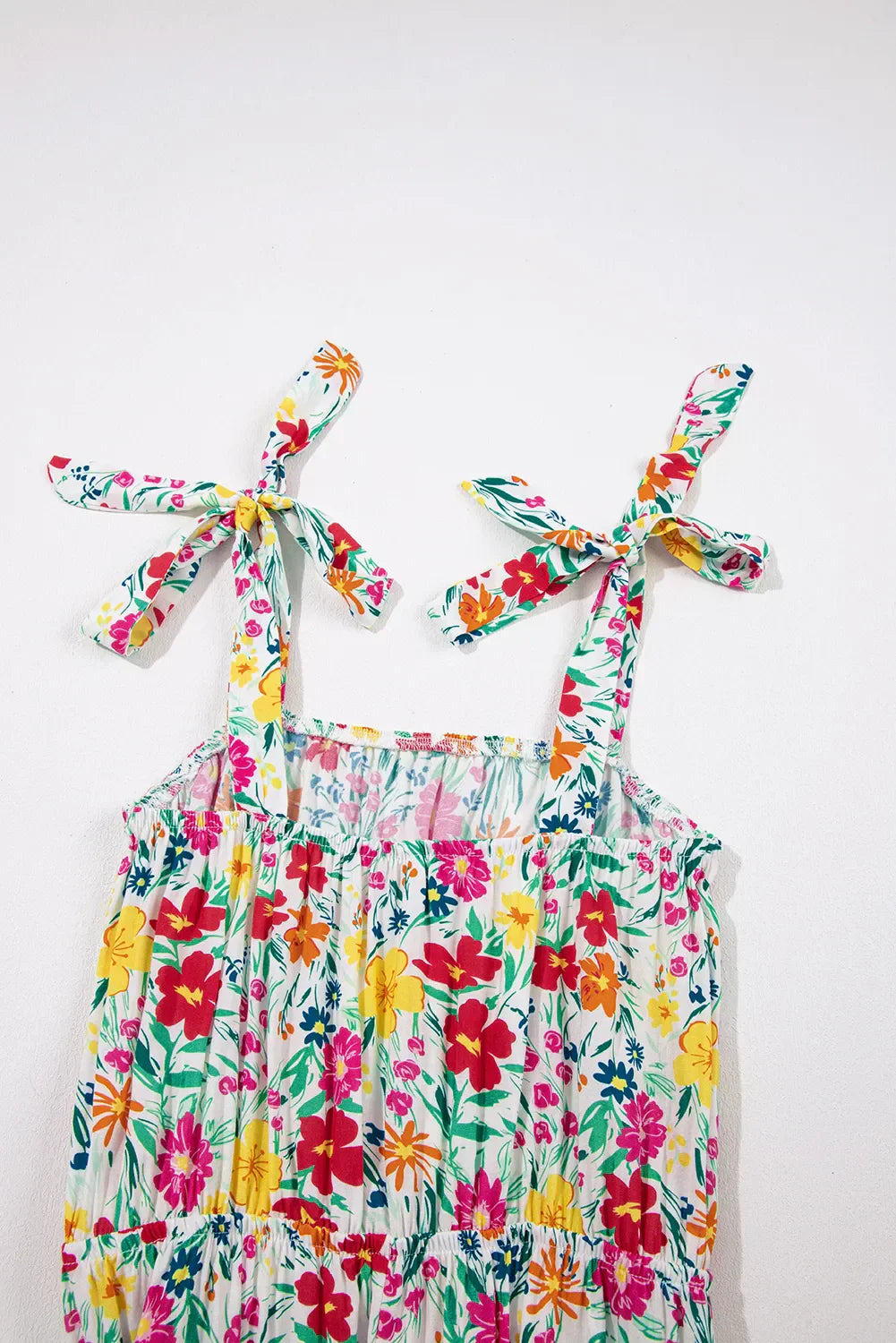 CD | Floral cu bretele înnodate Rochie mini cu tiv încrețit
