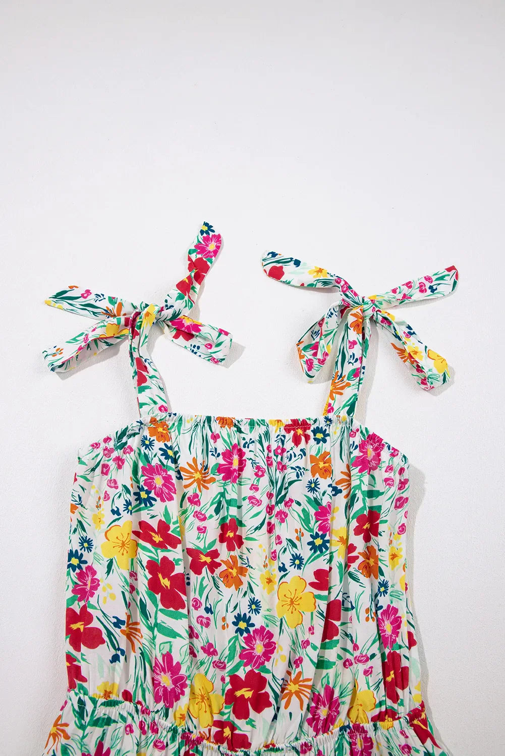 CD | Floral cu bretele înnodate Rochie mini cu tiv încrețit