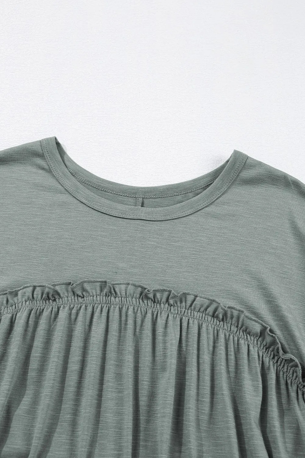 CD | Ruffled Gathered cusătură rotund gât rochie tricou