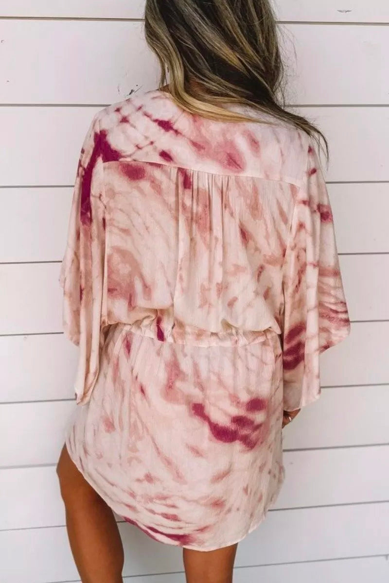 CD | V-neck tie-dye rochie mini violet