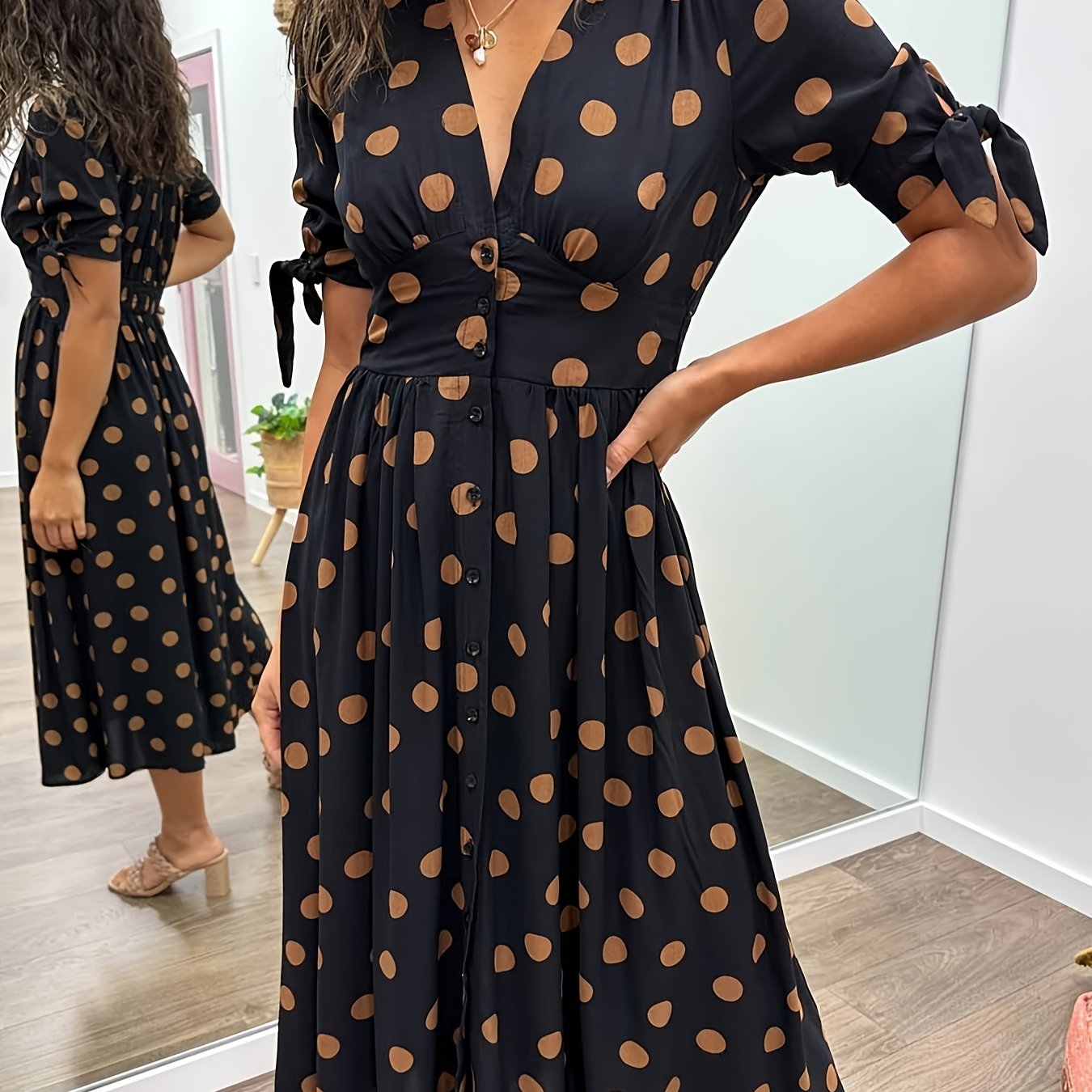 CD | Rochie midi chic cu buline pentru orice ocazie