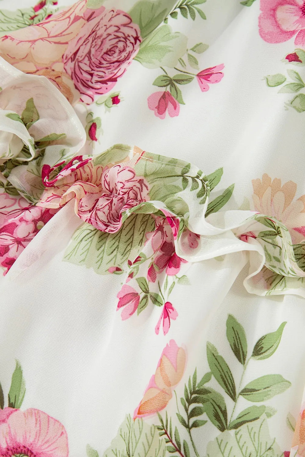CD | Floral Bubble Sleeve Sweetheart gât Ruffle Mini rochie