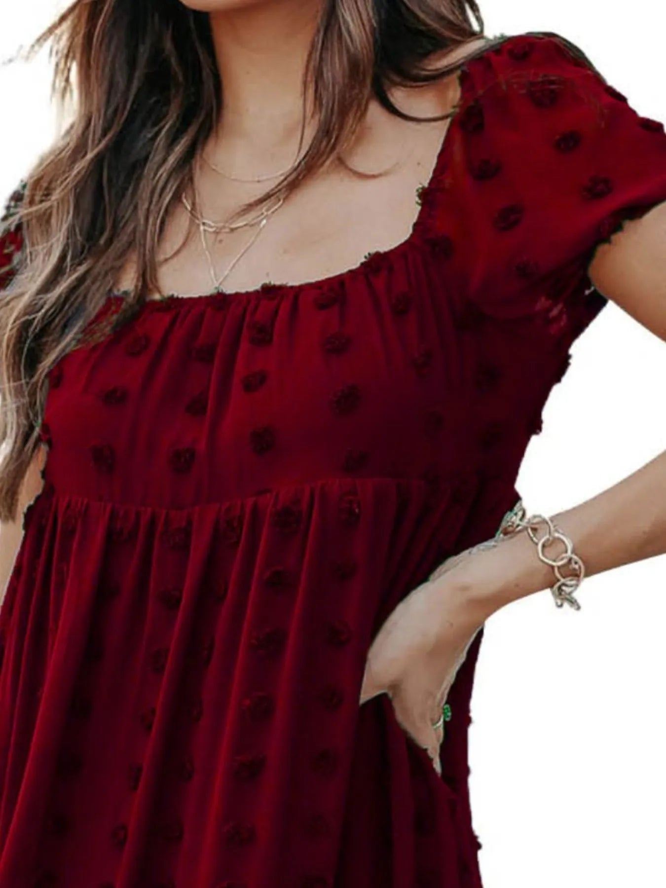 CD | Rochie mini cu decolteu pătrat Swiss Dot