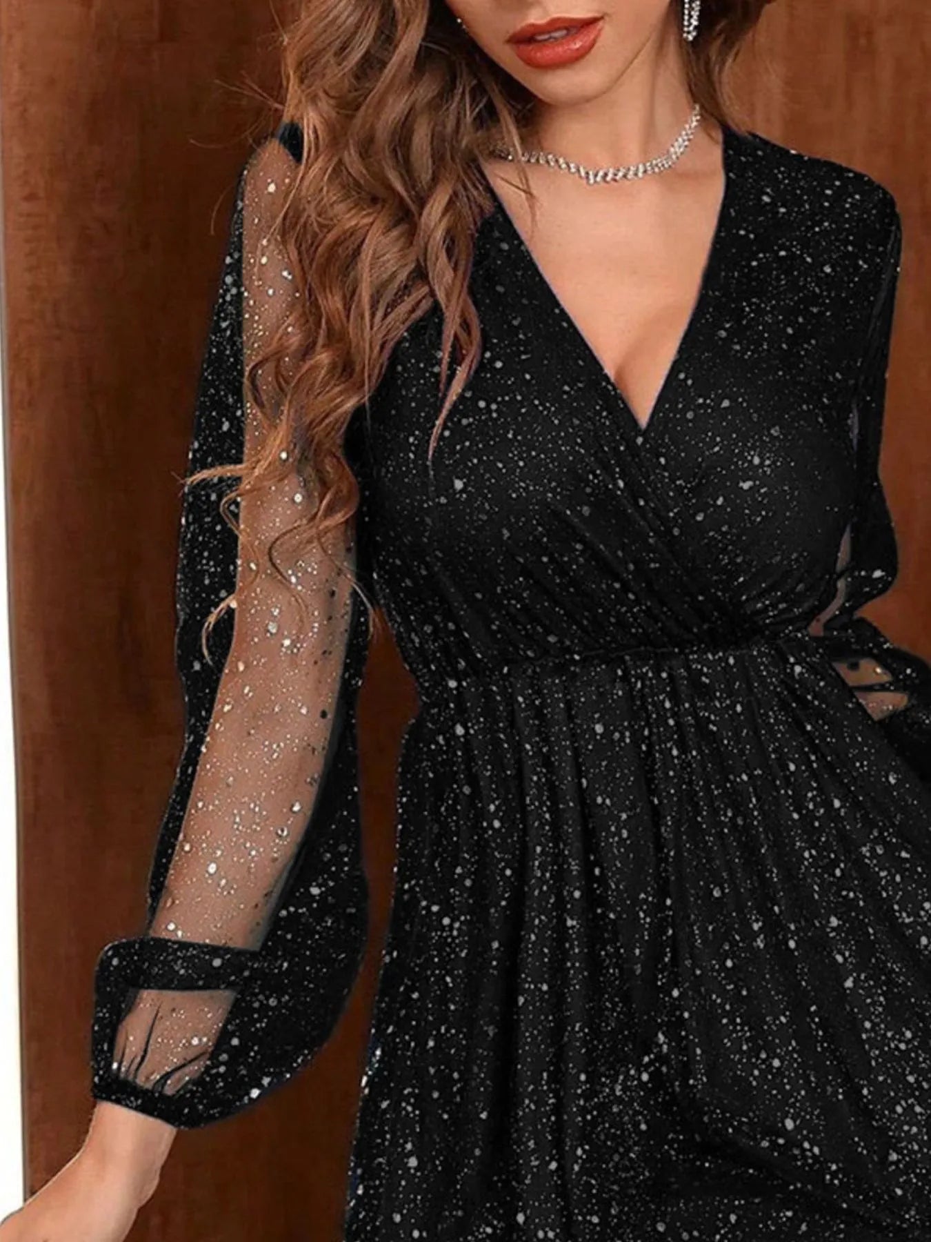 CD | Rochie mini cu mânecă balon Sparkling Surplice
