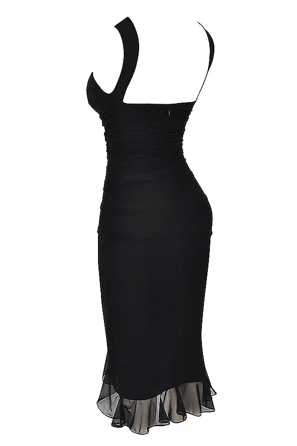 CD | Rochie midi elegantă cu volane pentru toate ocaziile