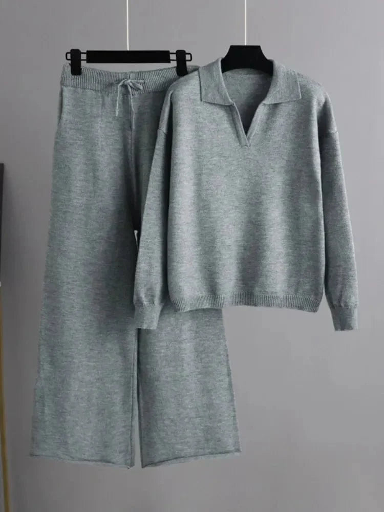 CD | 2 piese set doamnelor oversized trening polo guler jumper și pantaloni