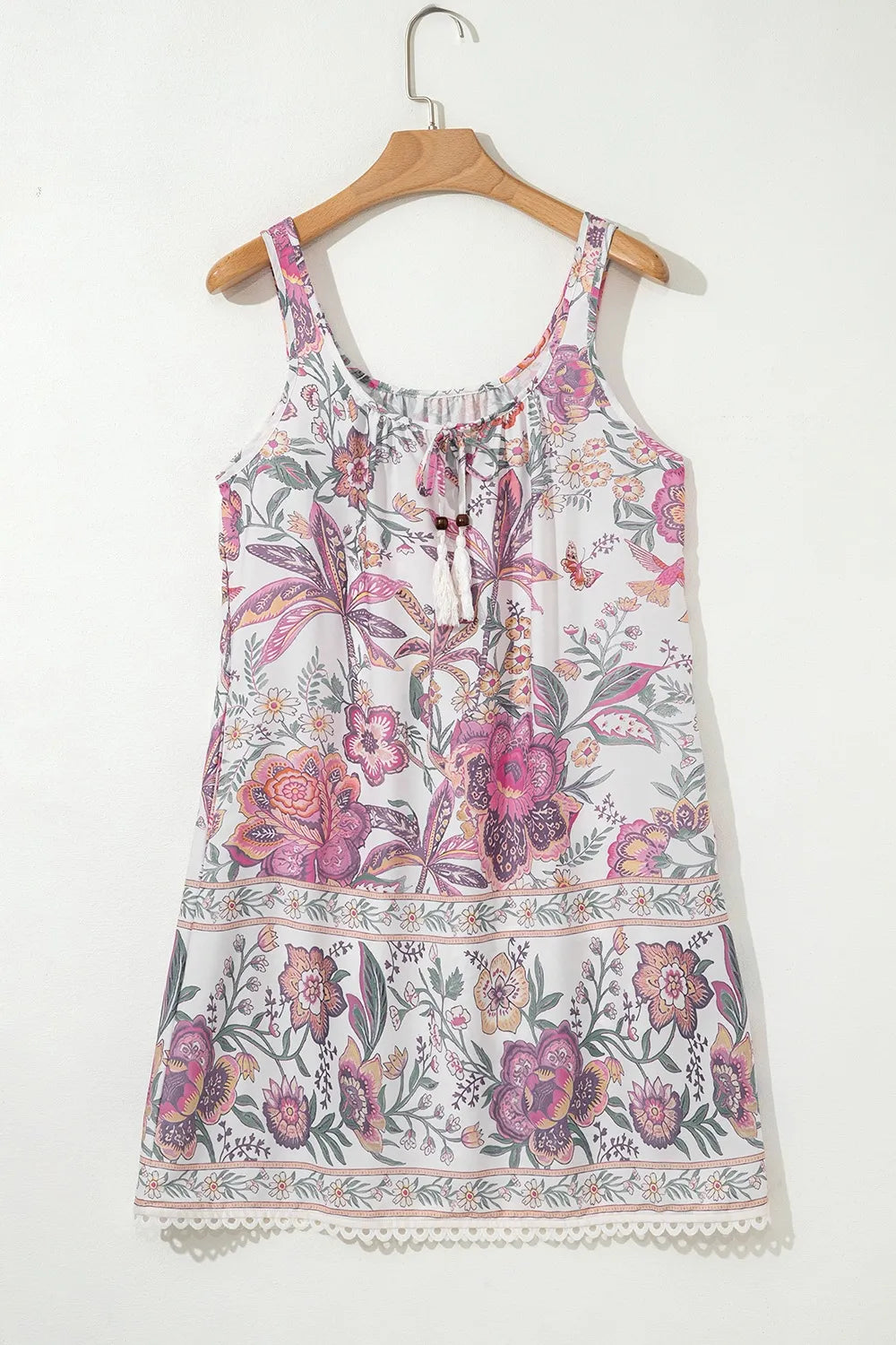 CD | Multicolor Floral Tie Neck Rochie mini fără mâneci
