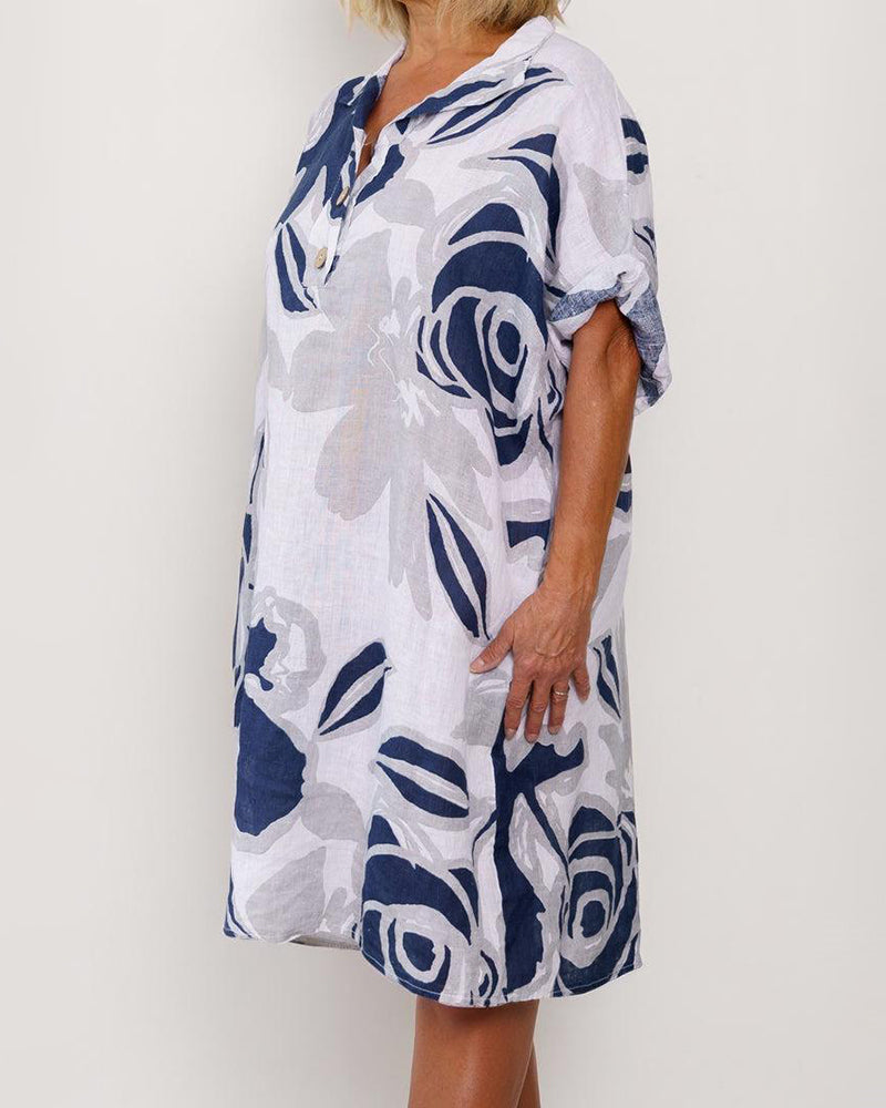CD | Mini rochie casual din bumbac și in