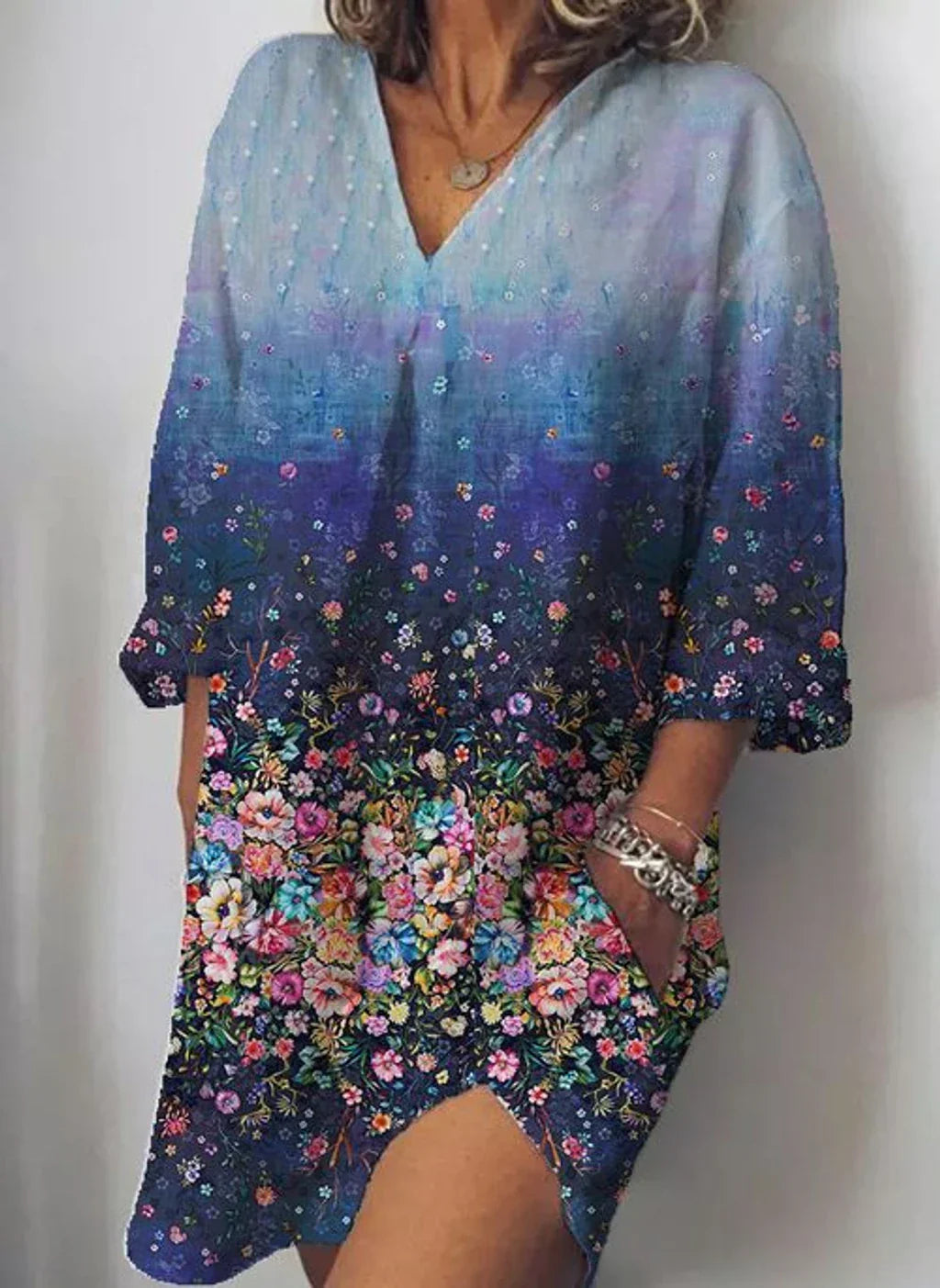 CD | Rochie tunică confortabilă și lejeră cu model floral