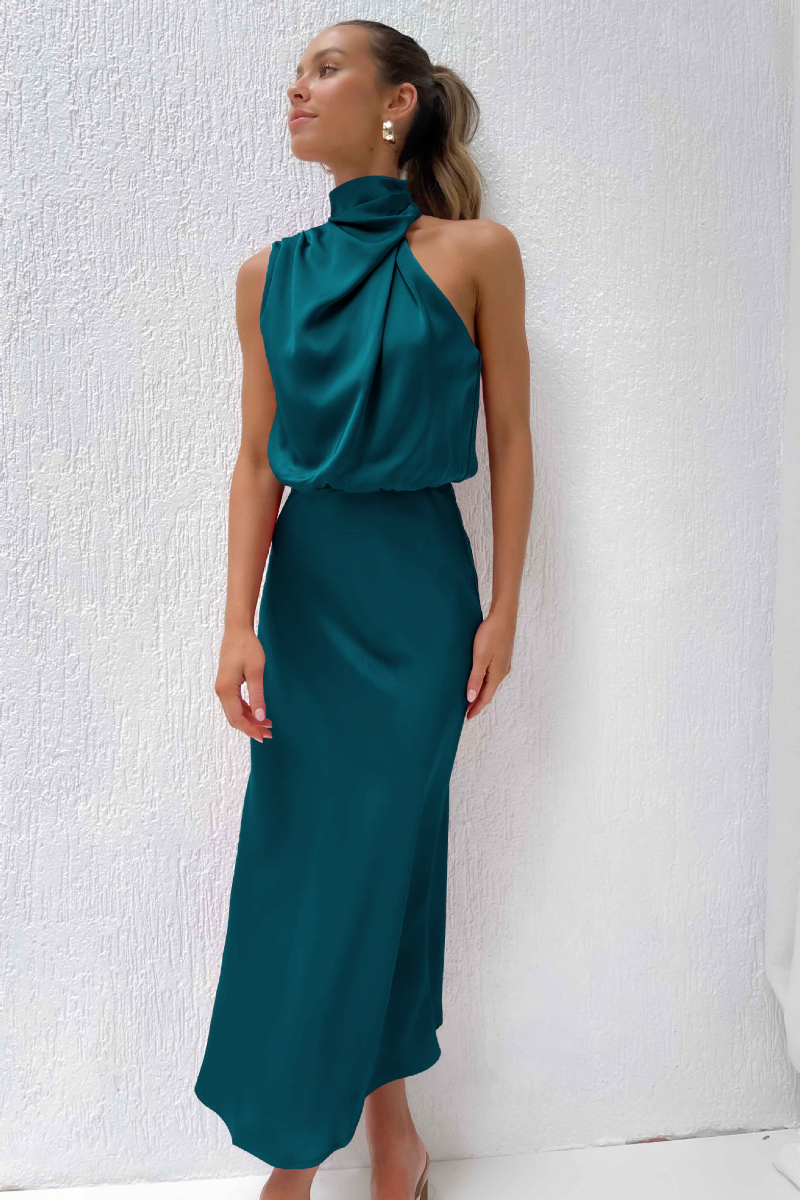 CD | Rochie midi drapată în satin