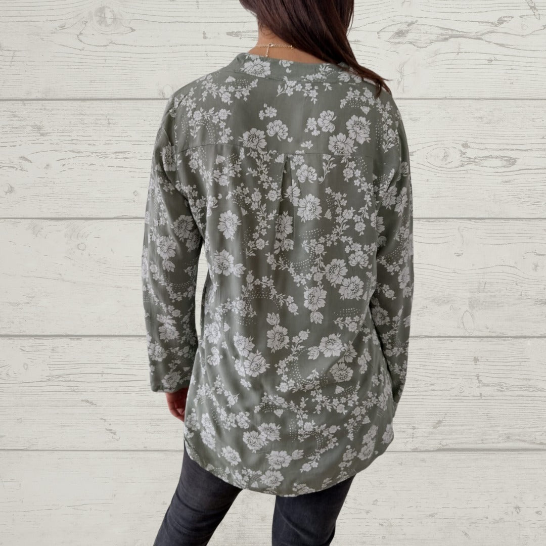 CD | Top floral elegant cu mânecă lungă