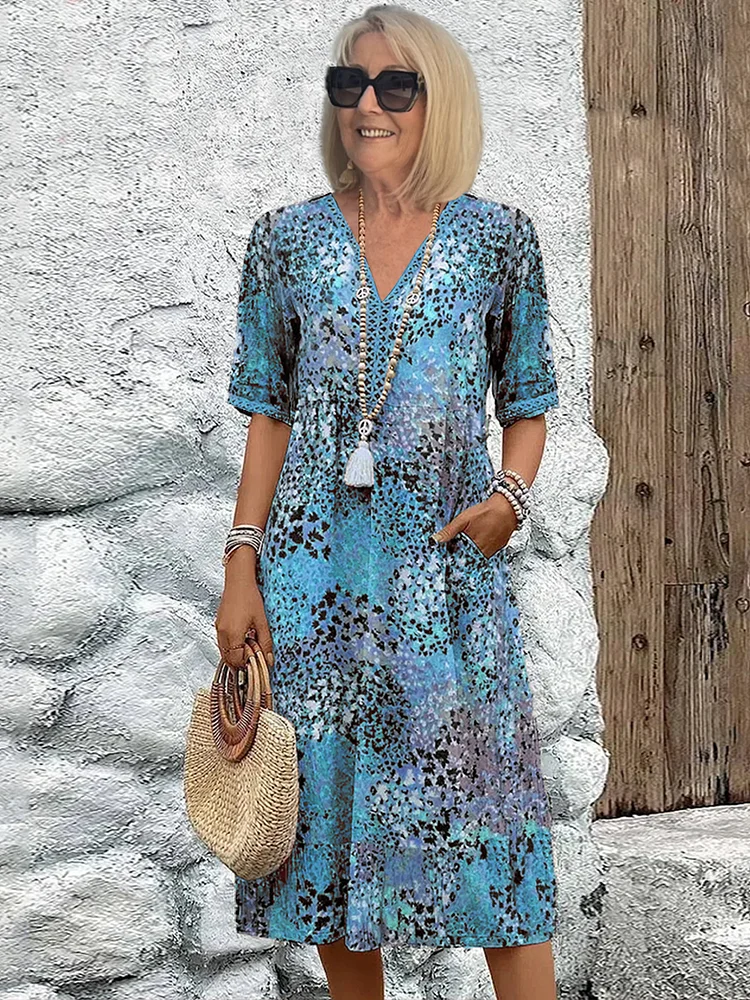 CD | Rochie midi vibrantă cu buzunare pentru femei