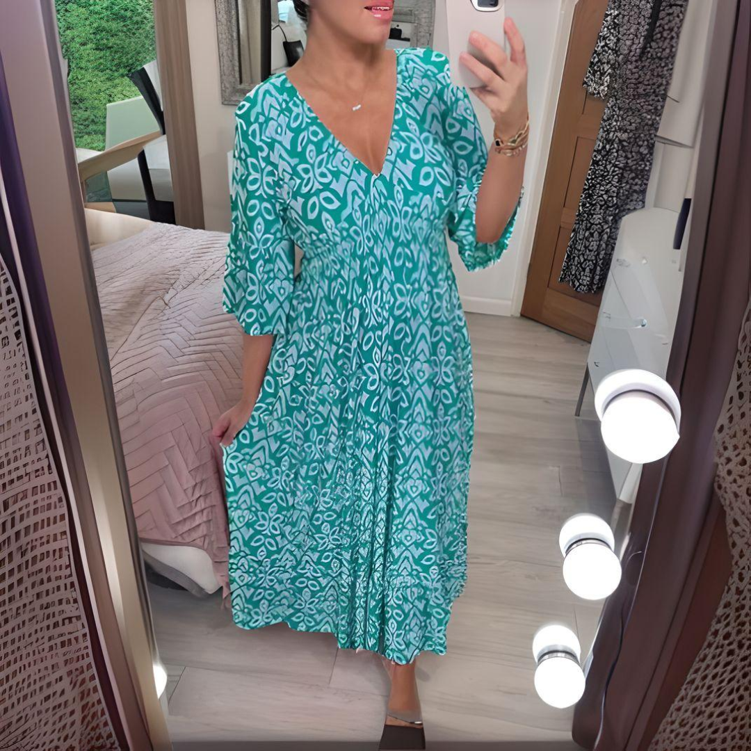 CD | Vara Flare Sleeve rochie lungă plajă