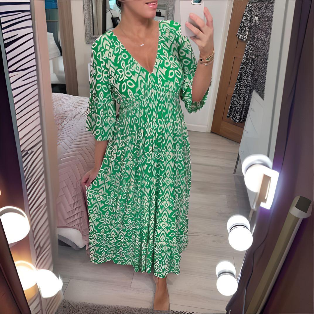 CD | Vara Flare Sleeve rochie lungă plajă