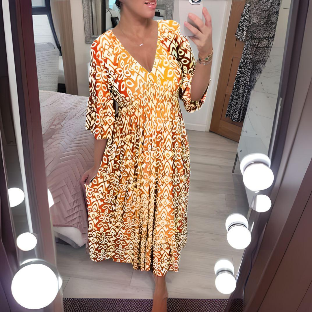 CD | Vara Flare Sleeve rochie lungă plajă
