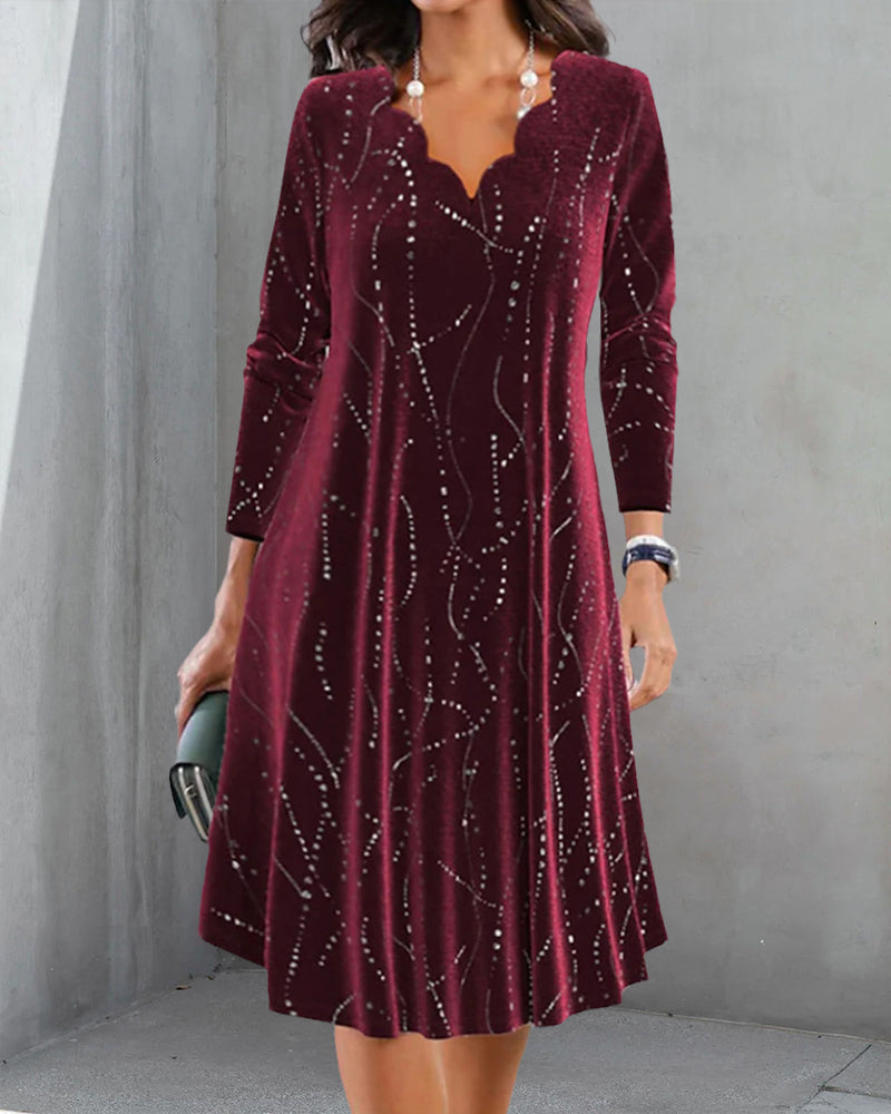 CD | Rochie elegantă cu mânecă lungă, cu accente strălucitoare