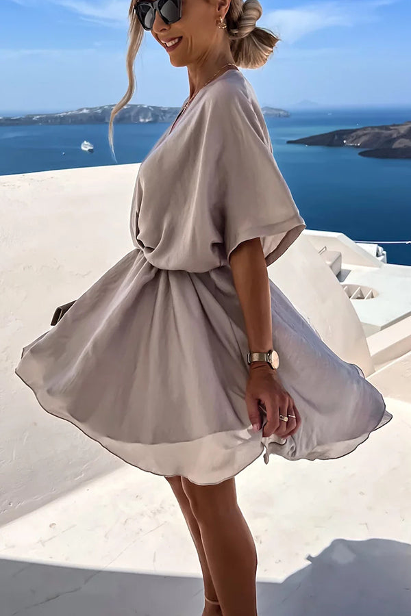CD | Rochie mini din satin cu mâneci batwing
