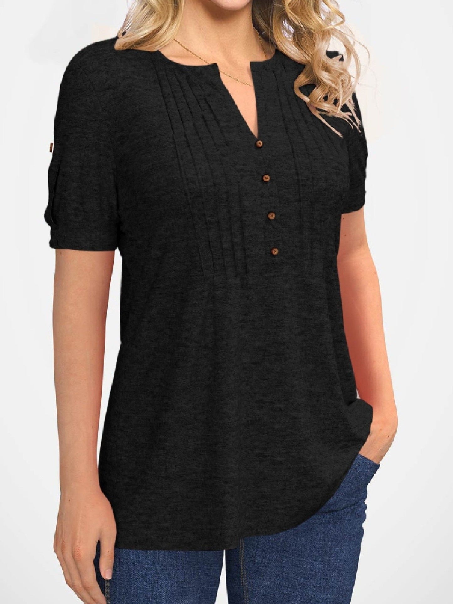 CD | Casual crew neck solid tricou cu mânecă scurtă