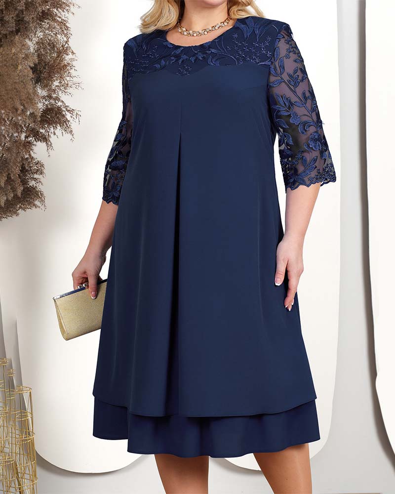 CD | Rochie casual lejeră din șifon brodat