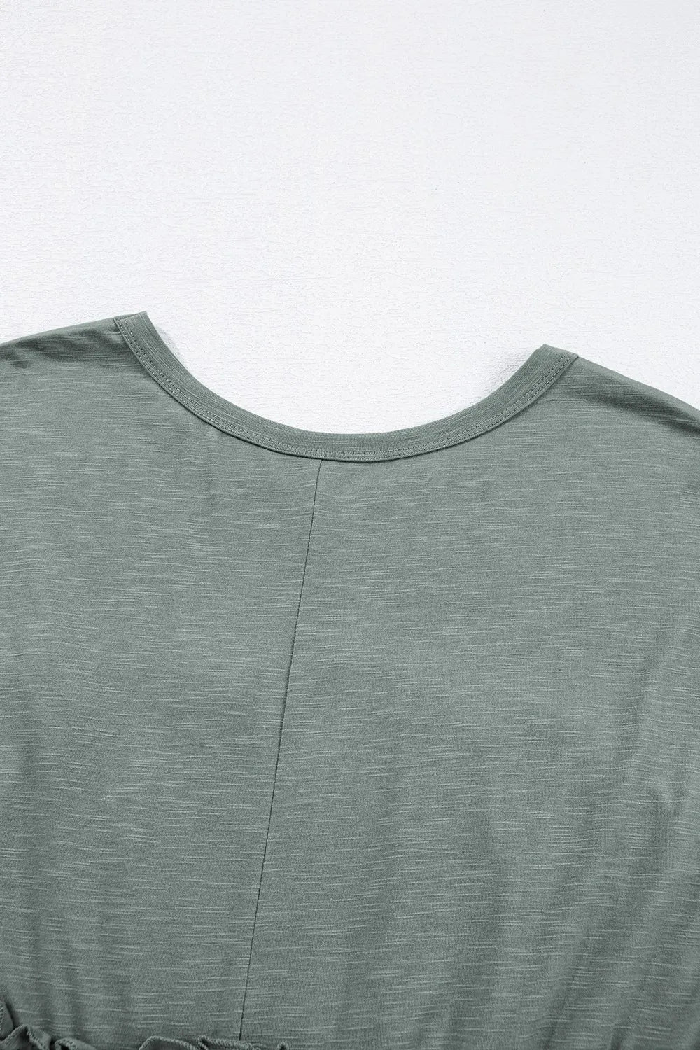 CD | Ruffled Gathered cusătură rotund gât rochie tricou