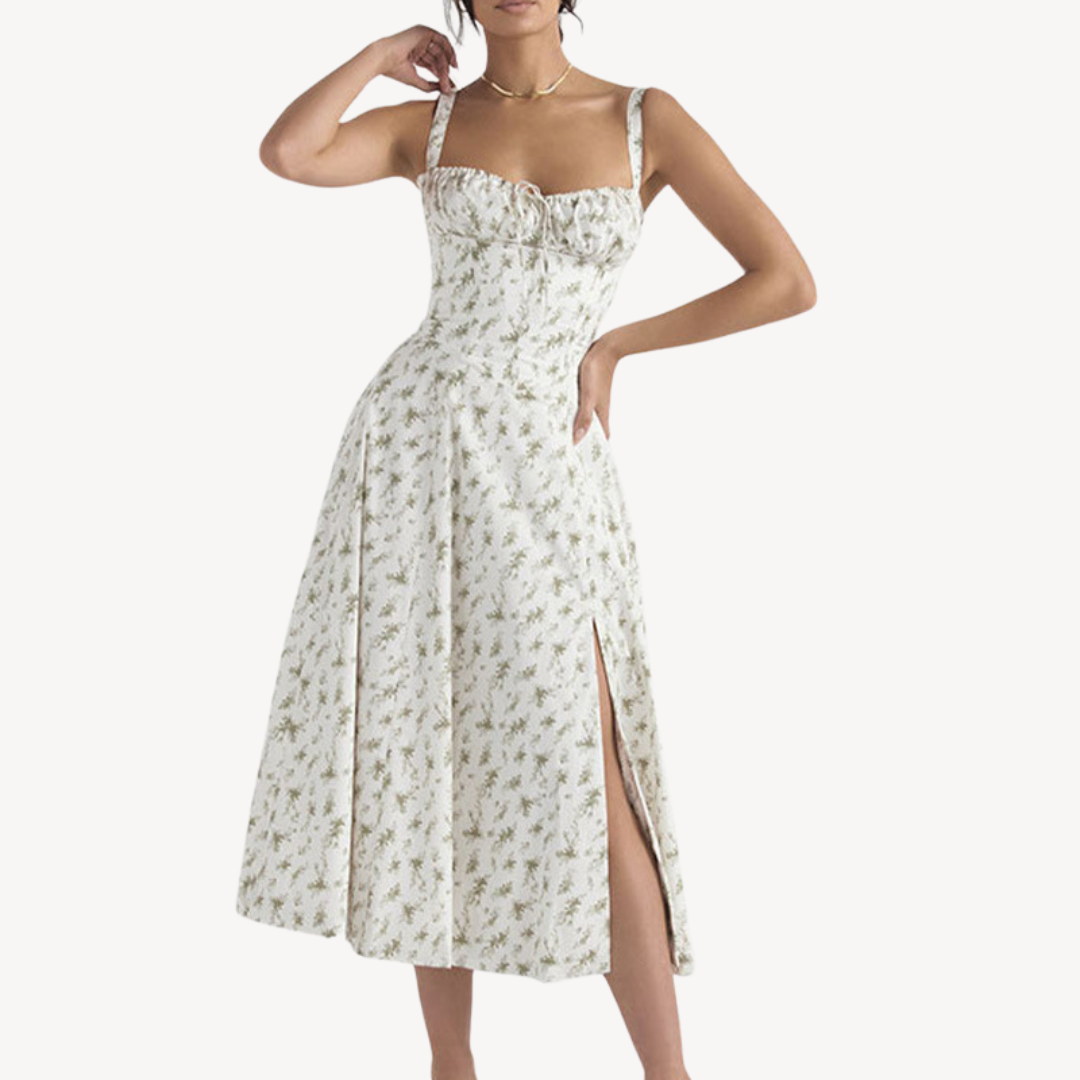 CD | Rochie midi cu flori fără mâneci pentru femei