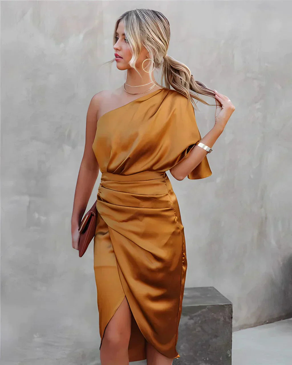 CD | Glamorous drapat rochie midi pentru femei