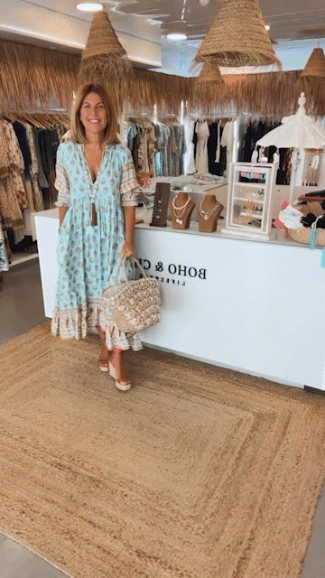 CD | Rochie maxi boho relaxată cu mânecă lungă tip lanternă