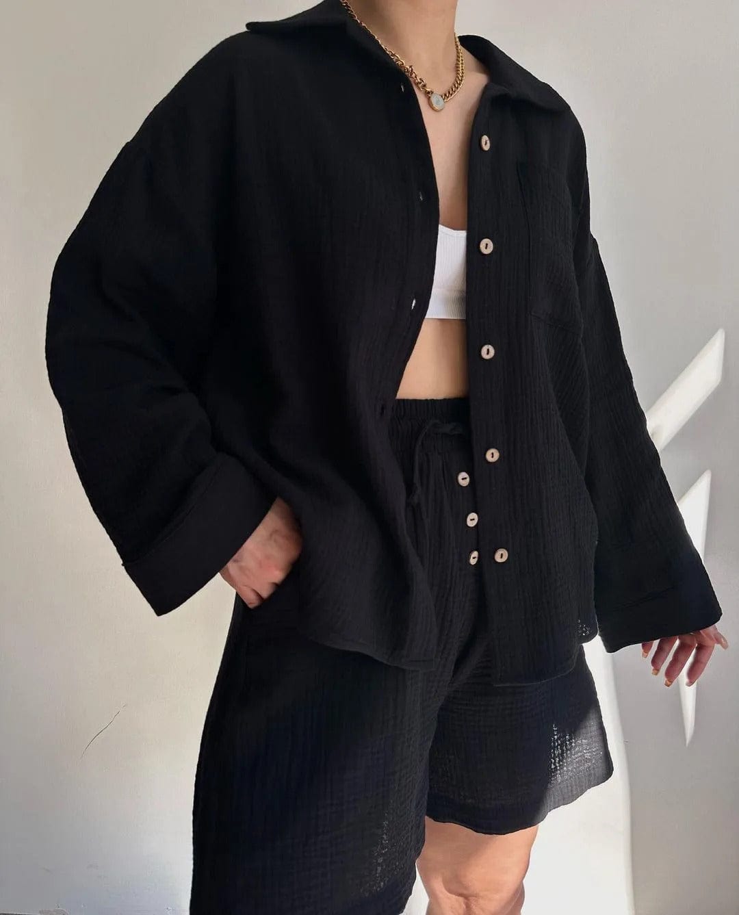 CD | Set cămașă single-breasted și pantaloni scurți