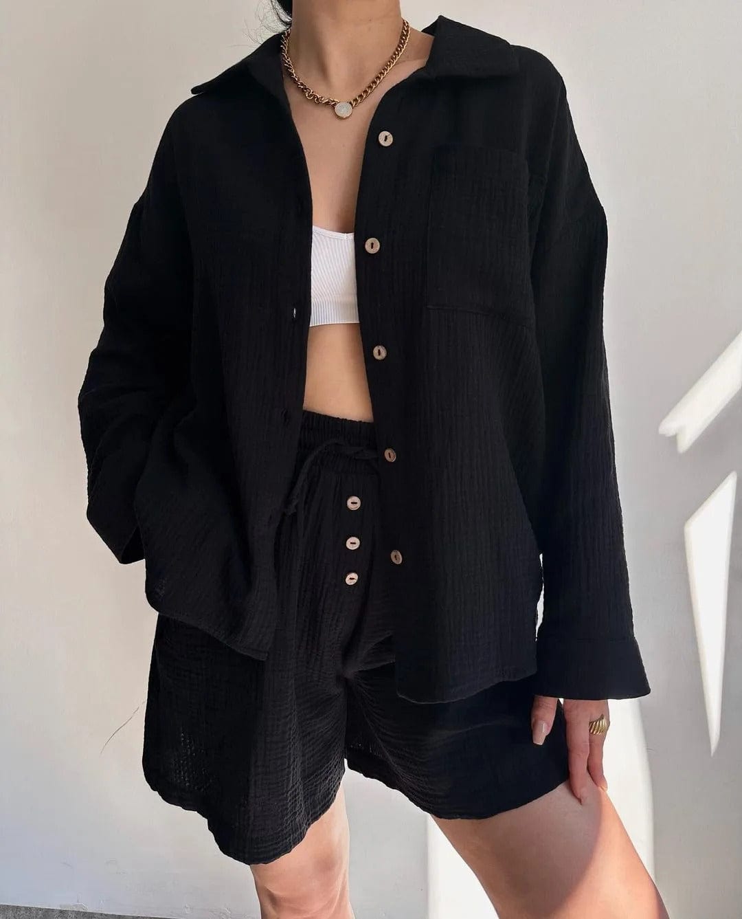 CD | Set cămașă single-breasted și pantaloni scurți