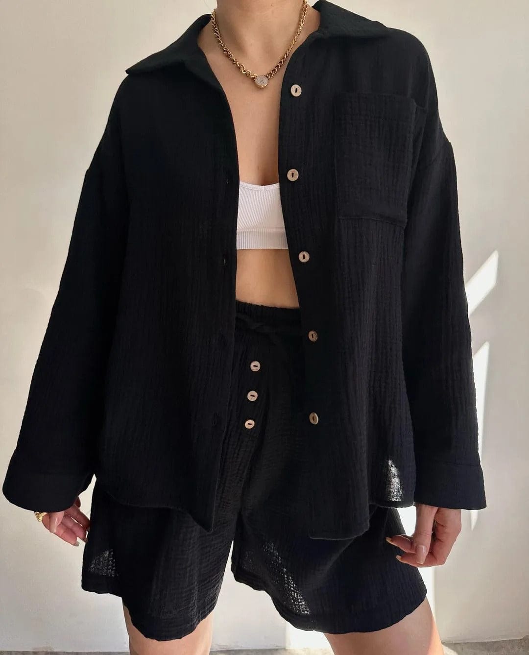 CD | Set cămașă single-breasted și pantaloni scurți