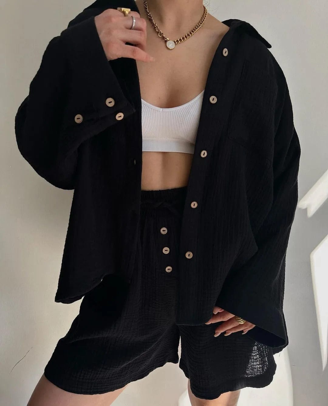 CD | Set cămașă single-breasted și pantaloni scurți