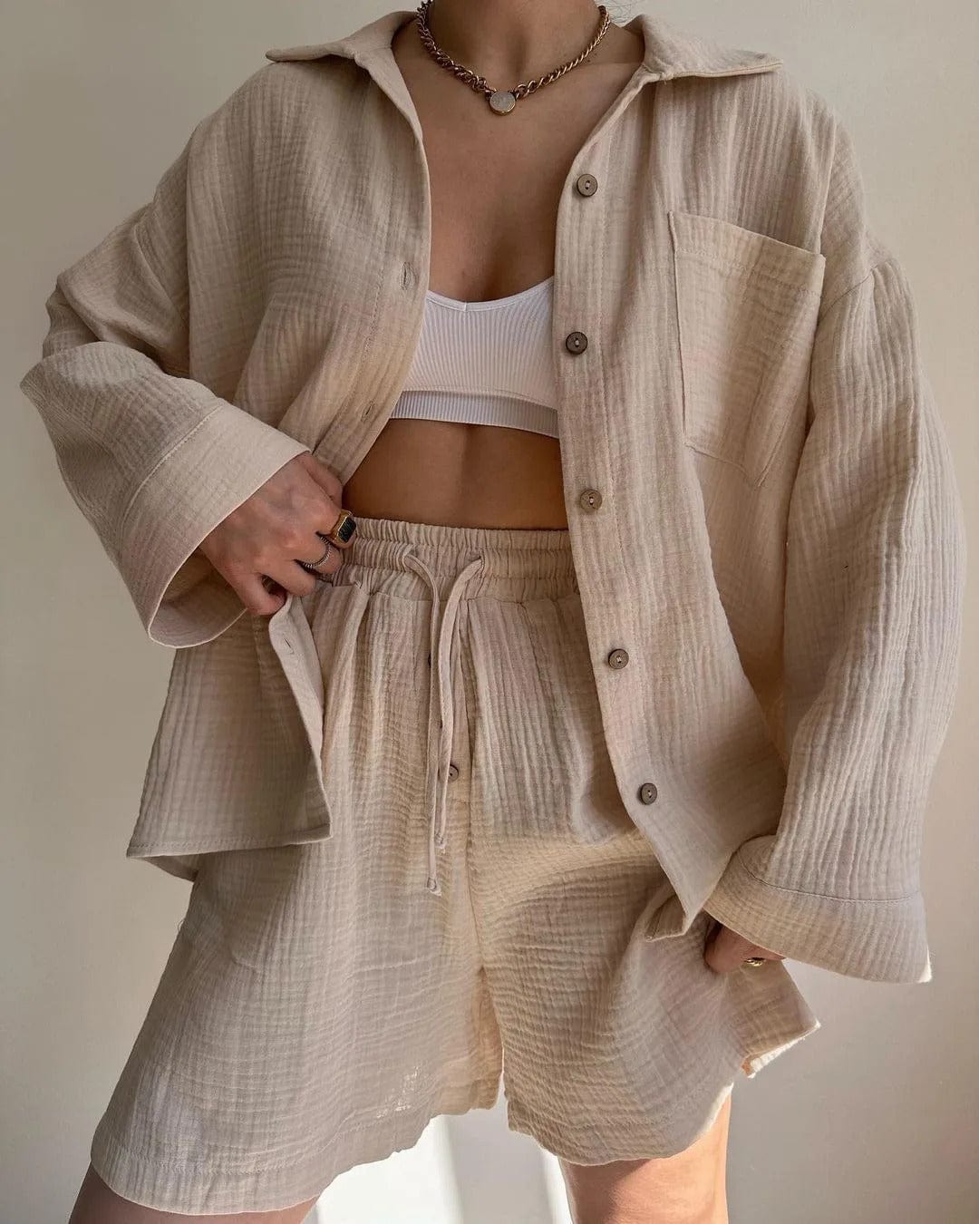 CD | Set cămașă single-breasted și pantaloni scurți