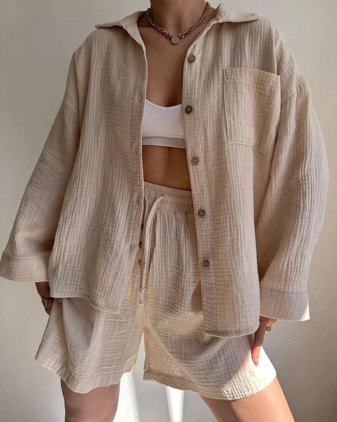 CD | Set cămașă single-breasted și pantaloni scurți
