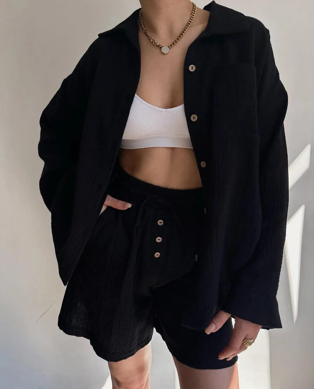 CD | Set cămașă single-breasted și pantaloni scurți