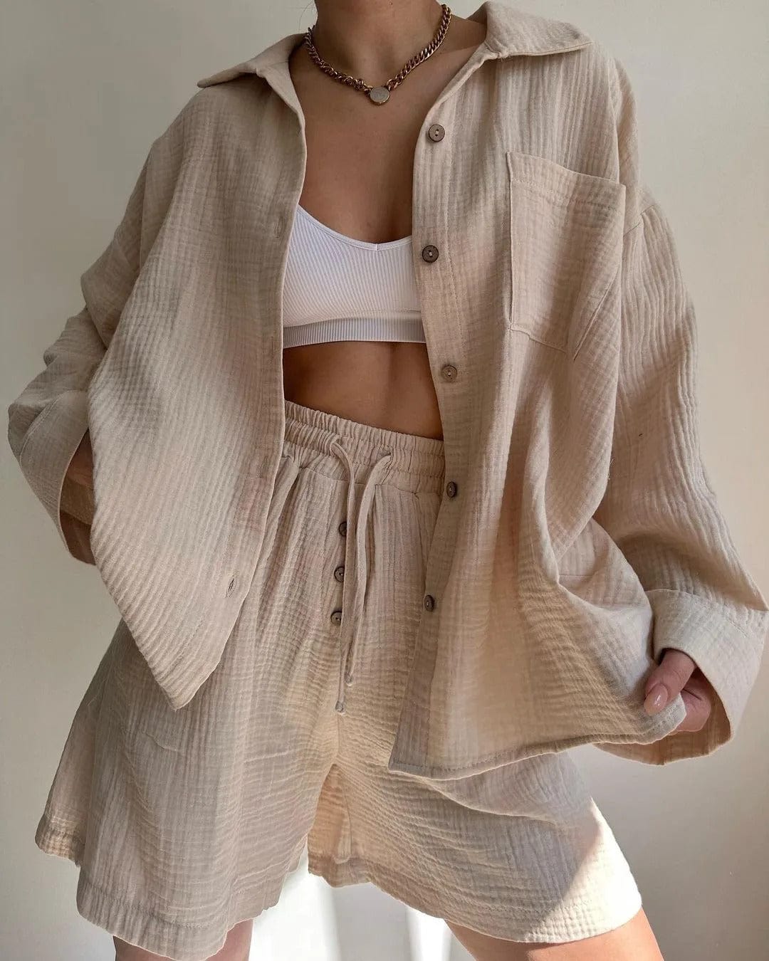 CD | Set cămașă single-breasted și pantaloni scurți