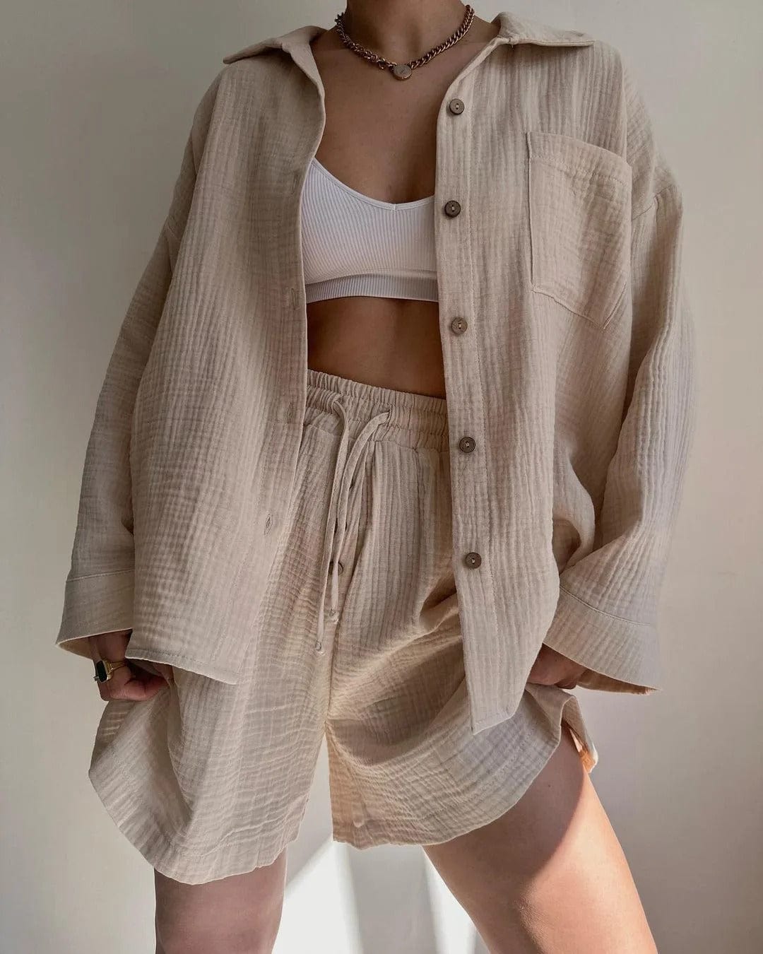 CD | Set cămașă single-breasted și pantaloni scurți