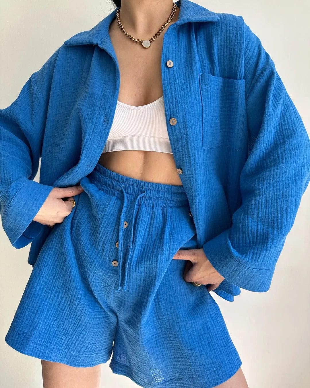 CD | Set cămașă single-breasted și pantaloni scurți