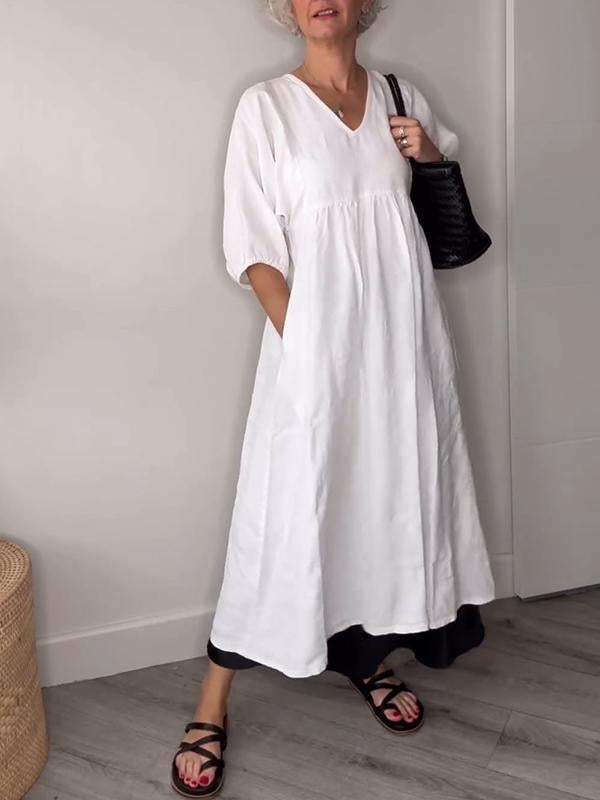 CD | Rochie maxi cu decolteu în V și eleganță relaxată