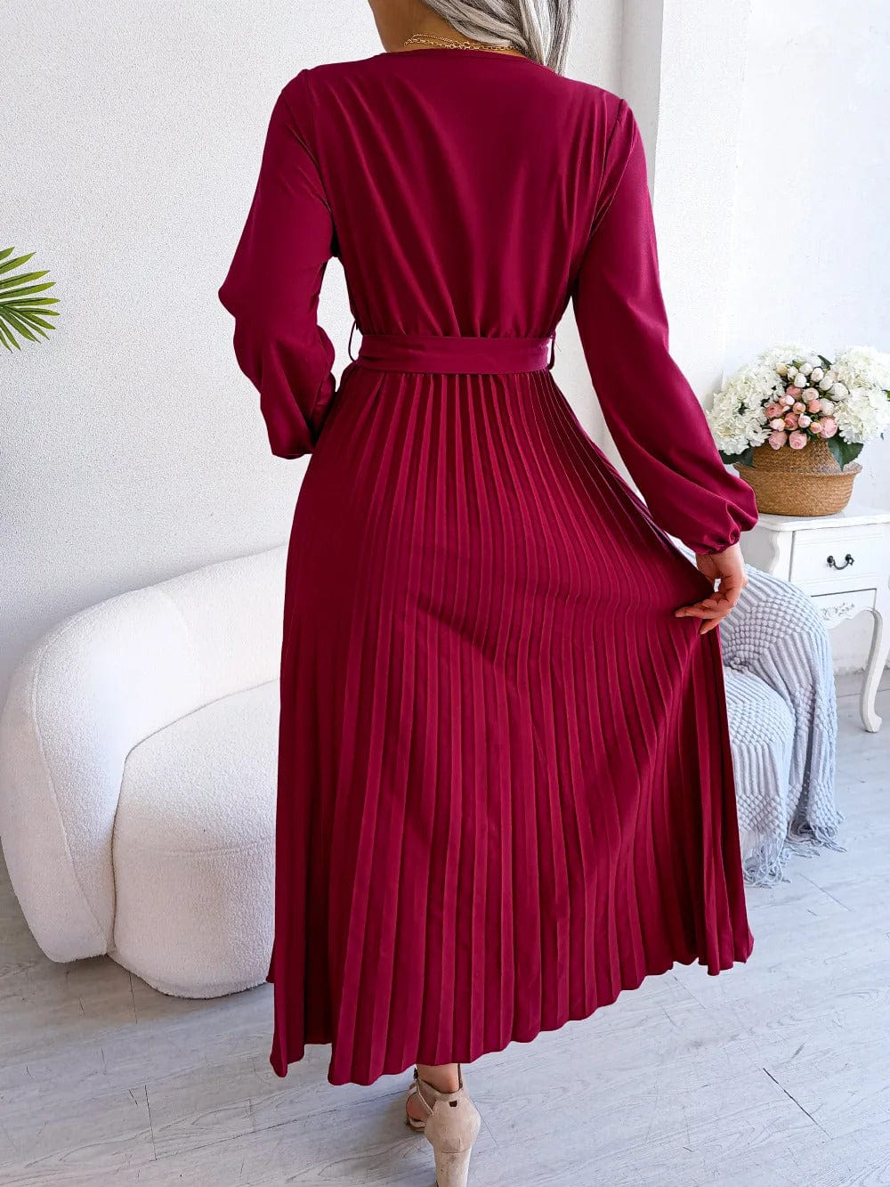 CD | Rochie lungă plisată din șifon
