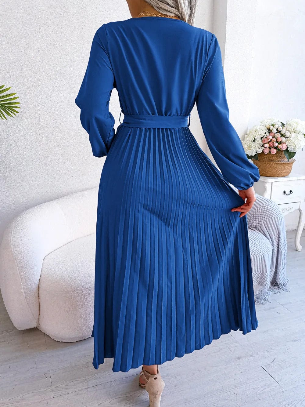 CD | Rochie lungă plisată din șifon